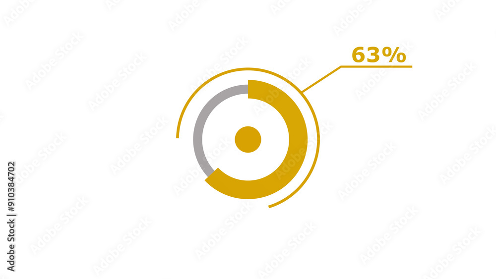 Wall mural 63% circle loading icon diagrams infographics background. abstract storage pie chart background illu