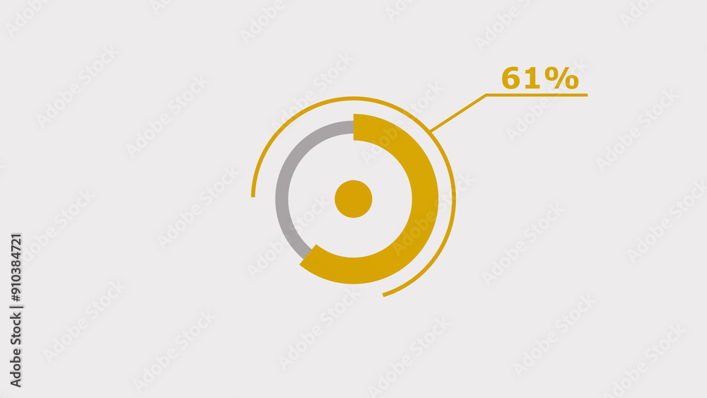 Wall mural 61% circle loading icon diagrams infographics background. abstract storage pie chart background illu