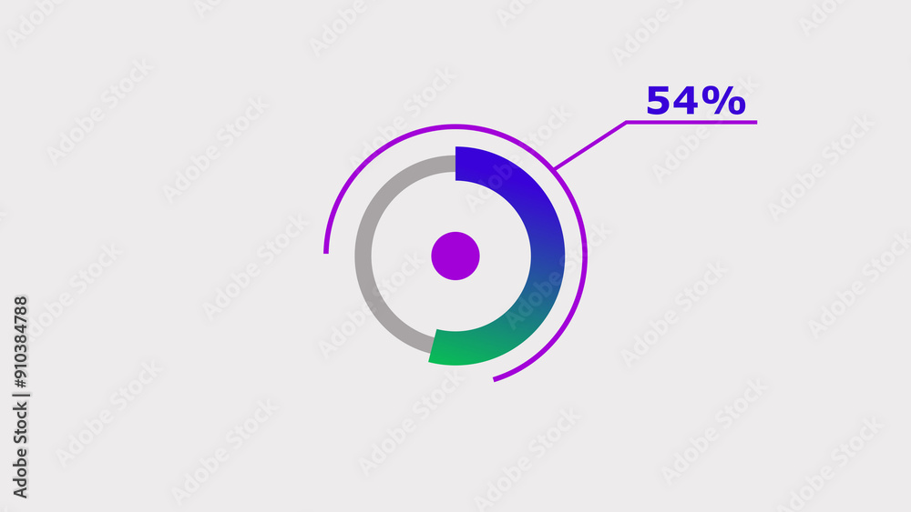 Wall mural 54% circle loading icon diagrams infographics background. abstract storage pie chart background illu
