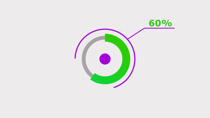 60% circle loading icon diagrams Infographics background. Abstract storage pie chart background illustration.