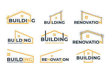 Set of creative building with word mark combination logo design