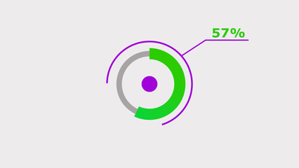 57% circle loading icon diagrams Infographics background. Abstract storage pie chart background illustration.