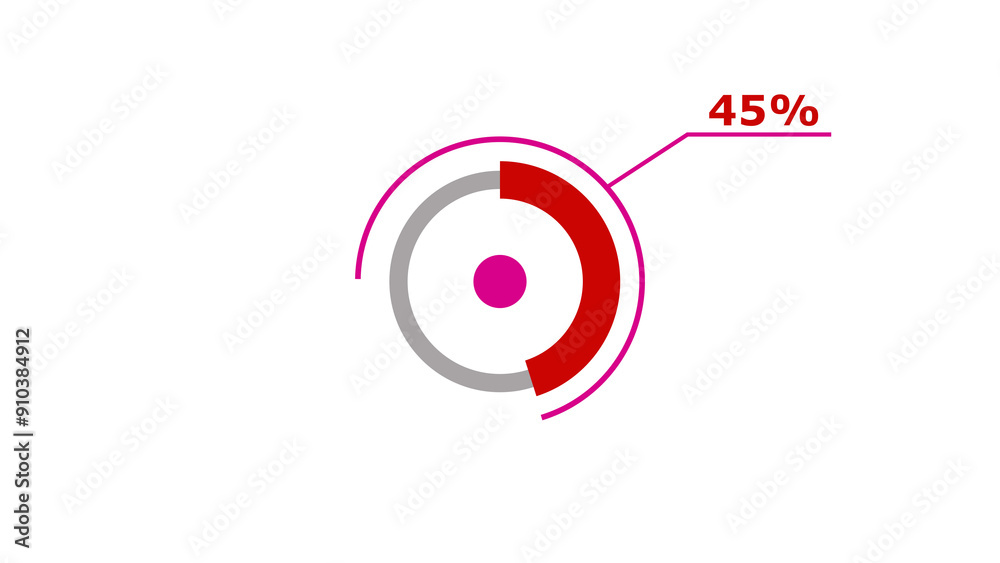 Wall mural 45% circle loading icon diagrams infographics background. abstract storage pie chart background illu