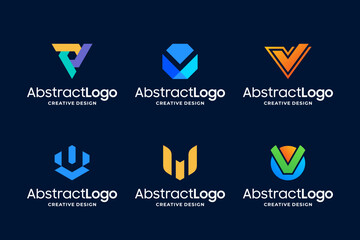 Creative letter V logo design collection