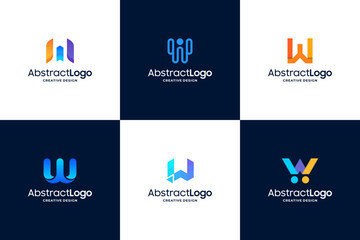 Colorful letter W logo design collections