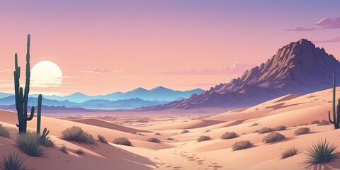 Obraz premium Soft pastel style anime casual night rural desert scene for background
