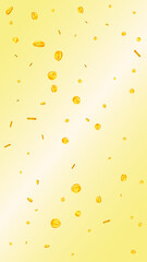 Russian ruble coins falling. Scattered gold RUB