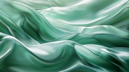 Obraz premium Smooth abstract waves in shades of green, creating a calming effect.
