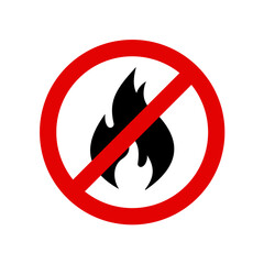 Fire ban sign, banning bonfires- vector illustration, isolated