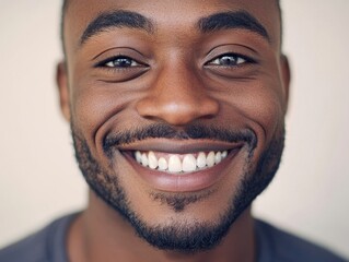 Naklejka premium A close-up shot of a person's face showing a genuine smile