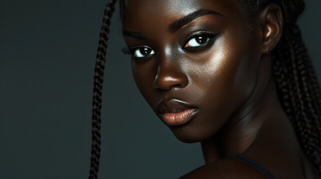 Bella ragazza di origini africane posa in uno studio fotografico vestita per allenamento in palestra
