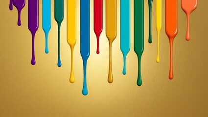 flat aesthetic linear dripping multicolor paint on gol background