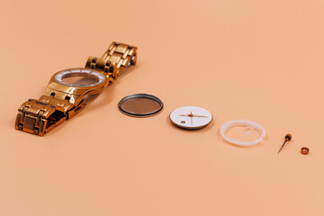 antique clock in disassembled condition