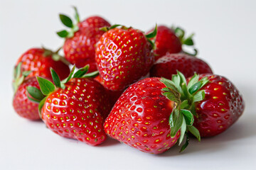 Fresh and Juicy Organic Strawberries in a Vibrant Red Bunch on White Background