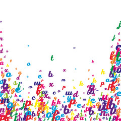 Scattered letters of latin alphabet. Colorful