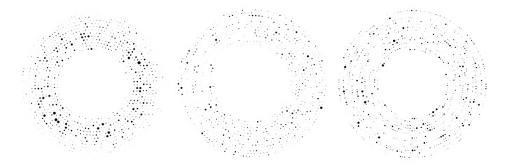 Set of circle halftone dotted backgrounds