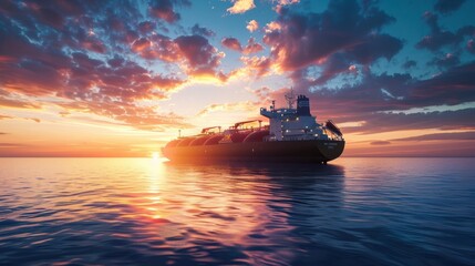 Obraz premium LNG tanker ship sea freight carrying liquid natural gas . The concept technology transportation of the LNG