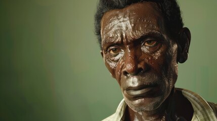Nigerian man in 40s, black hair, green color theme