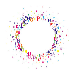 Falling letters of English language. Colorful