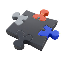 Fototapeta premium Single 3D puzzle piece on a transparent background, great for problem-solving and teamwork themes. Generative AI.