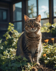 The kitty in the garden