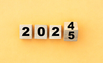 2024 to 2025 new year word on wooden cube