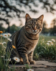 Fototapeta premium A kitten in a backyard 