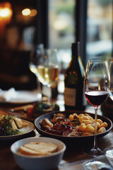 Dinner time with wine.