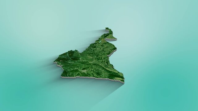 Cameroon Map Animation.  3d animation of Cameroon map