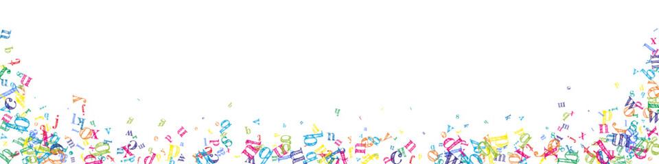 Flying latin letters. Colorful childish scattered