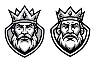 A king head, tough looking medieval warrior face, man wearing crown