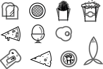 Food vector flat silhouette collection