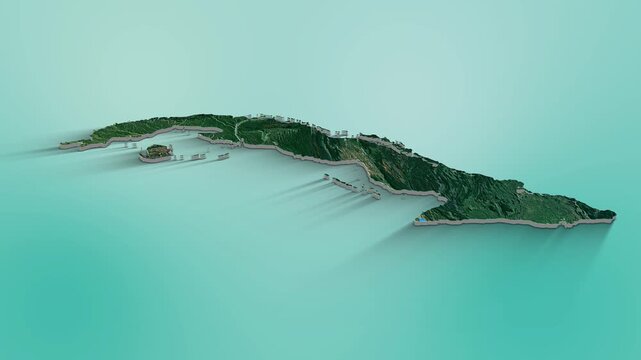 Cuba Map Animation.  3d animation of Cuba map