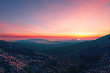 Obraz premium Celestial Canvas: breathtaking beauty of a sunset, a masterpiece of color. From soft pastels to vibrant neons. a sense of tranquility and wonder. Perfect for home decor, meditation. generative AI