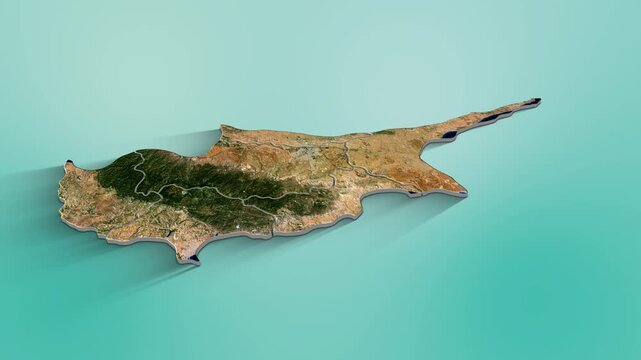 Cyprus Map Animation.  3d animation of Cyprus map