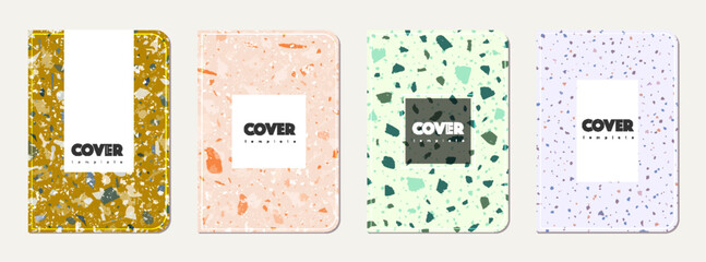 School notebook cover design. Terrazzo abstract