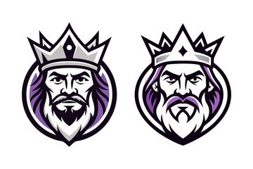 A king head, tough looking medieval warrior face, man wearing crown