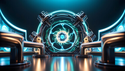 Science futuristic energy technology concept Digital image of light