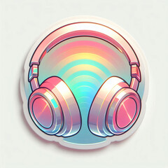 rainbow headphones sticker