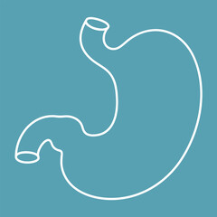 Fototapeta premium Stomach line icon isolated in blue background. Vector illustration