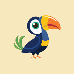Cute colorful toucan cartoon illustration