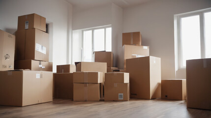 Room Filled With Cardboard Boxes