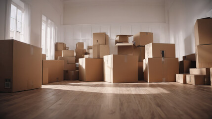 Room Filled With Cardboard Boxes