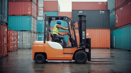 Man Operating Forklift in Warehouse