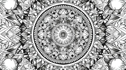 Intricate Black And White Mandala Design Created With Detailed Patterns And Shapes