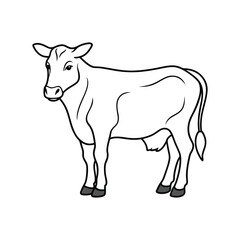 Cow line art Logo Icon Silhouette Vector illustration design