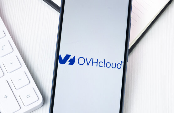New York, USA - 1 August 2024: OVH Groupe Logo on Phone Screen, Company Icon on Display