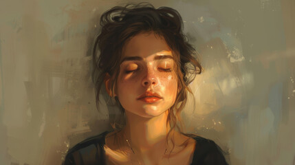 Minimalist Portrait of a Person Radiating Peace and Calm