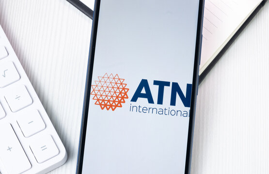 New York, USA - 1 August 2024: ATN International Logo on Phone Screen, Company Icon on Display