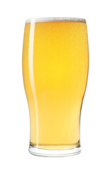 Glass of light beer isolated on white